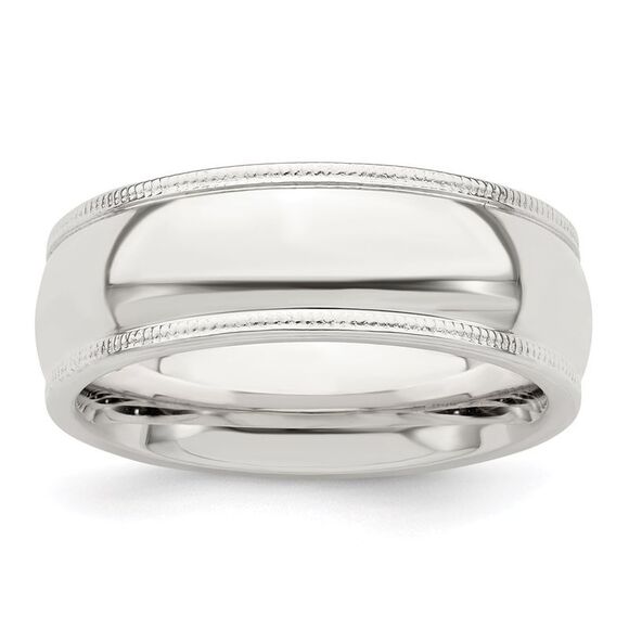 Kazi Luxury Sterling Silver 7mm Comfort Fit Half Round Milgrain Size 9 Band